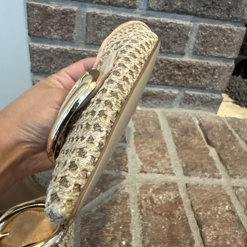 Steve Madden Women's Ira Raffia Mule Point Toe Size 8.5 Gold Buckle Detail #573 - Picture 15 of 16